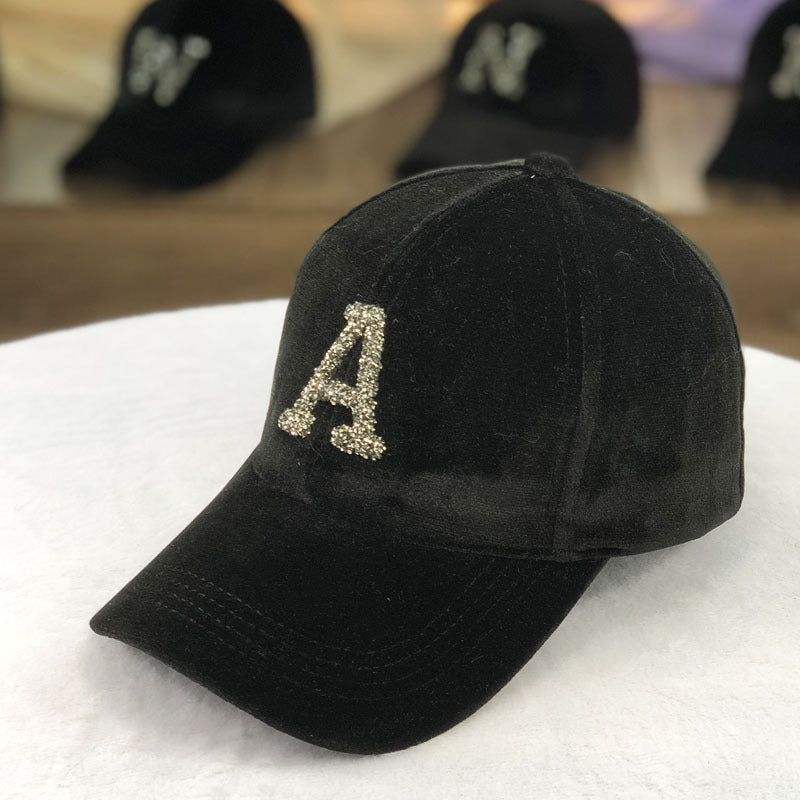 Letter Gold Velvet Baseball Cap