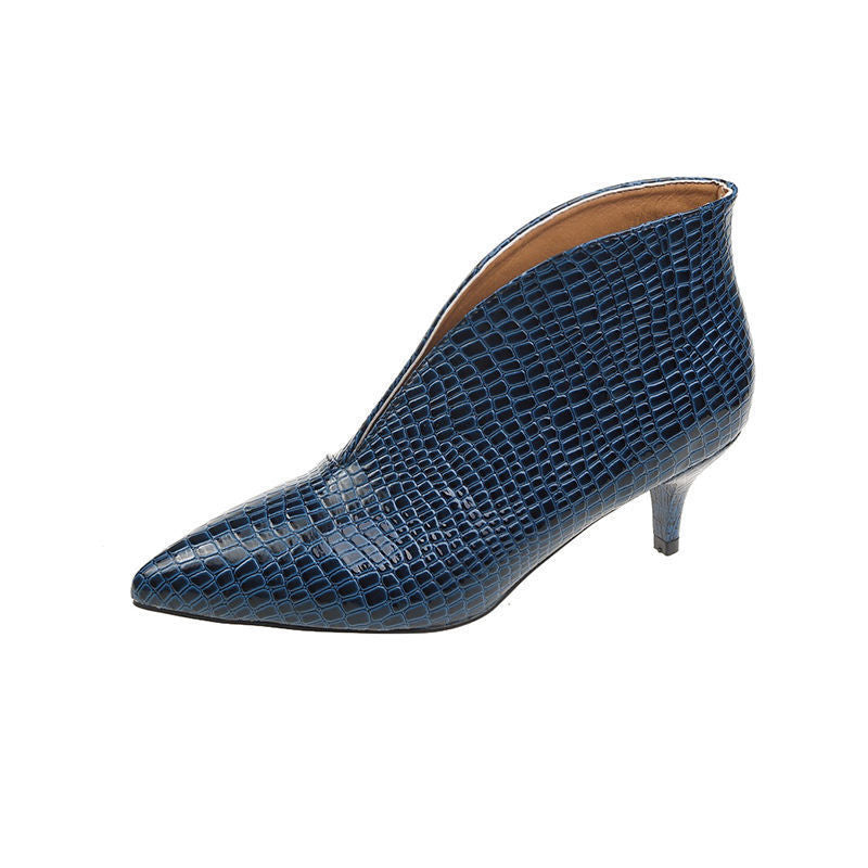 Pointed Toe Thin Lacquer Short Heel Boots