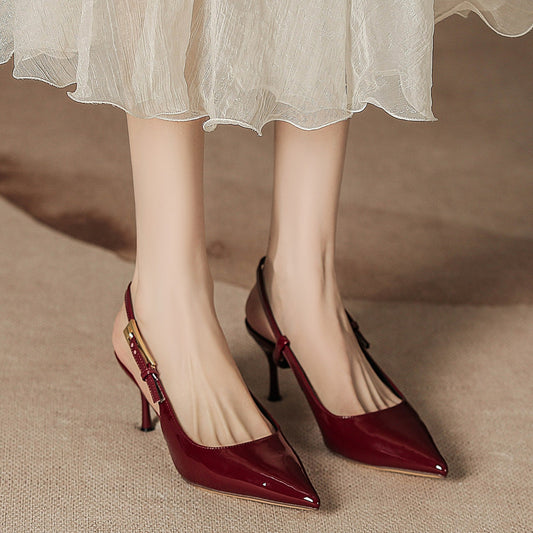 Pointed Toe Strap  Back Out Heels