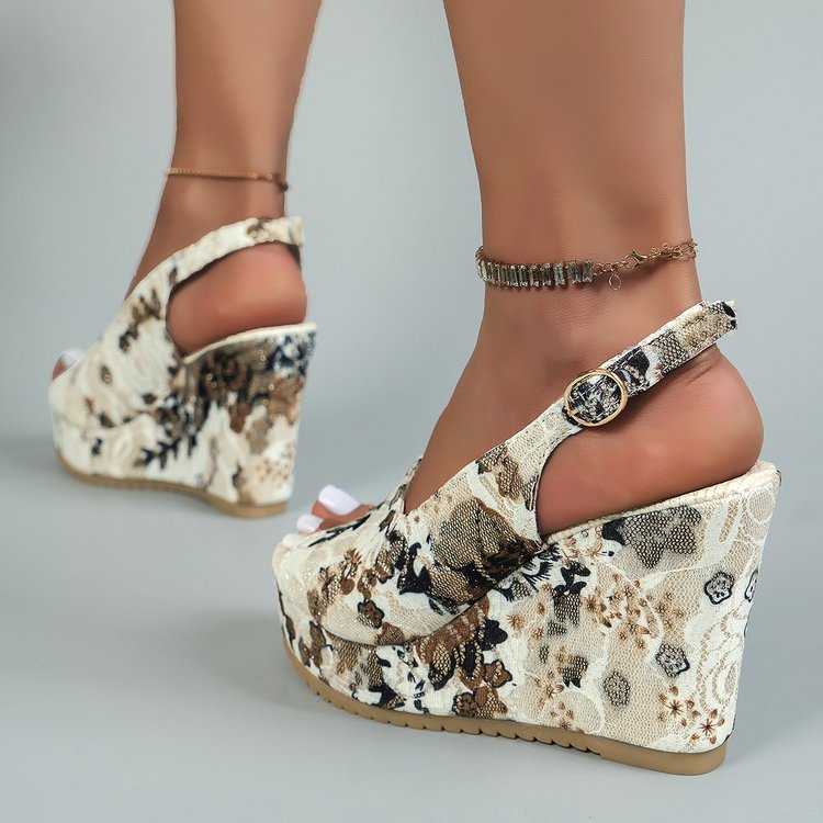 Wedge Sandals Embroidery Sandals