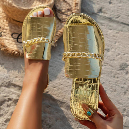 Pattern Chains Fish Mouth Slippers