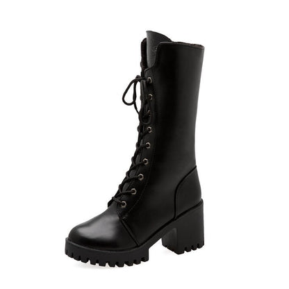 Thick Bottom Lace-up Boots