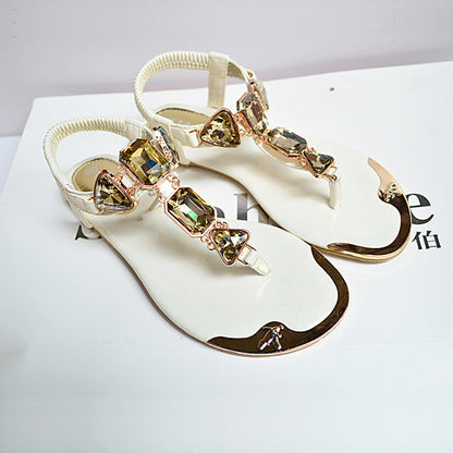Elastic Band Crystal Flat Sandals 