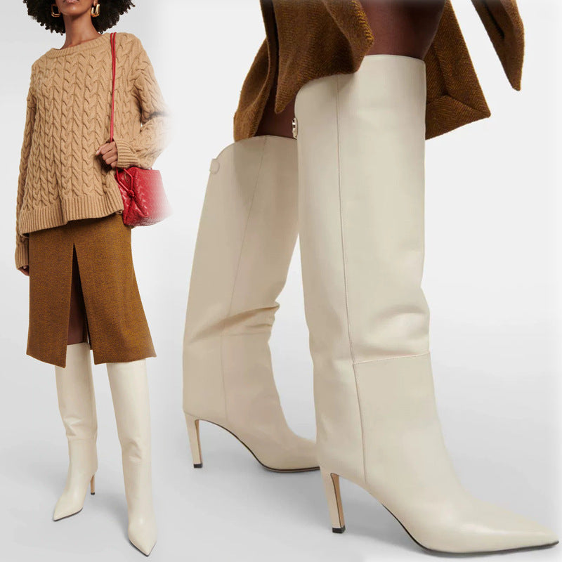 Simple Style Catwalk Pointed-Toe Stiletto Straight Boots