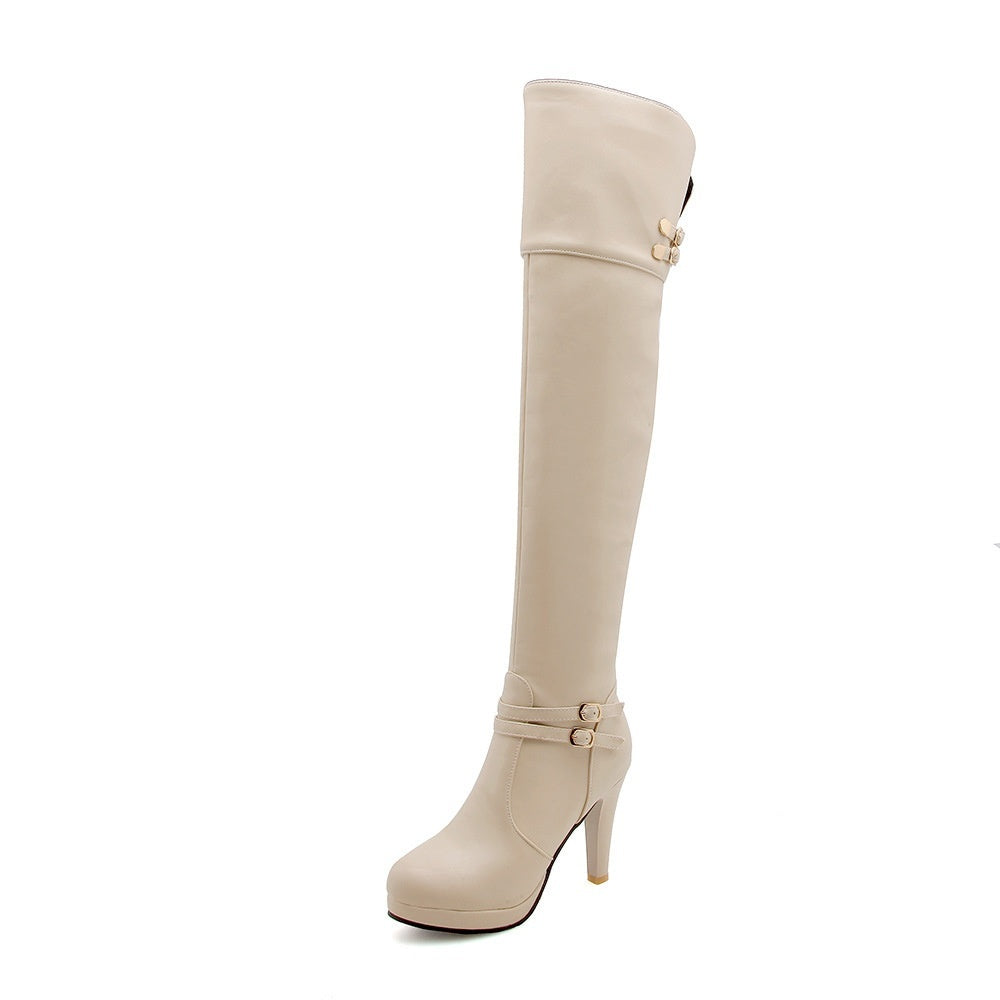 Wine Cup Heel High Platform Over The Knee Boots