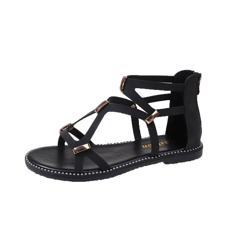 Simple Zipper Roman Sandals