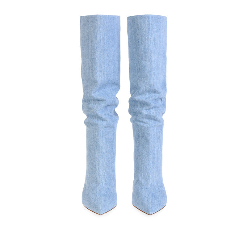 Denim Knee-high Boots