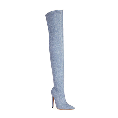Denim Stretch Over-the-Knee Boots