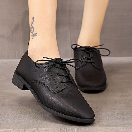 Flat Low Heel Vintage Leather Shoes