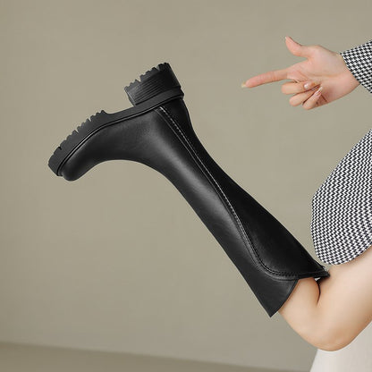 Retro Long Riding Boots With Back Zipper