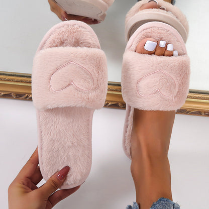 Flat Plush Home Warm Slippers
