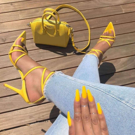 Pointed Toe Strappy Heel Sandals