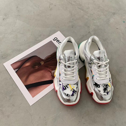 Lace-Up Rainbow Sneakers