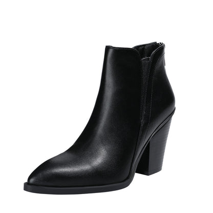 Thick Heel Martin Back Zipper Boots
