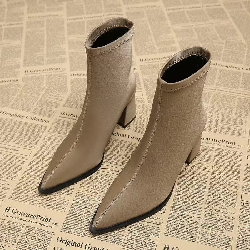 Stretch Suede Pointed Martin Boots
