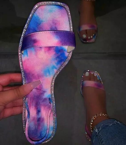 One Strap Rhinestone Sandals