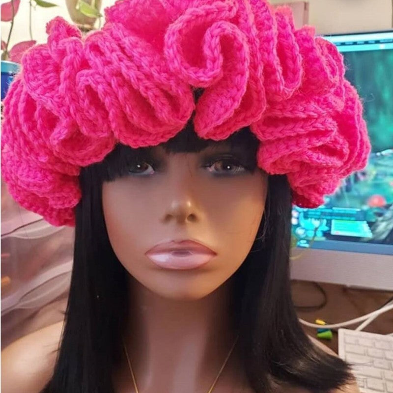 Knitted Lace Bamboo Ruffled Hats