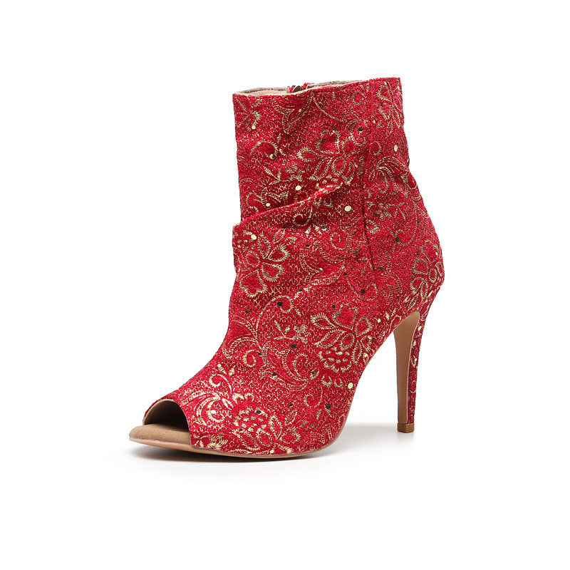 Red Hollow High Heels