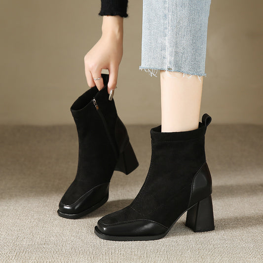 Fat Feet British Style Chunky Heel Boots