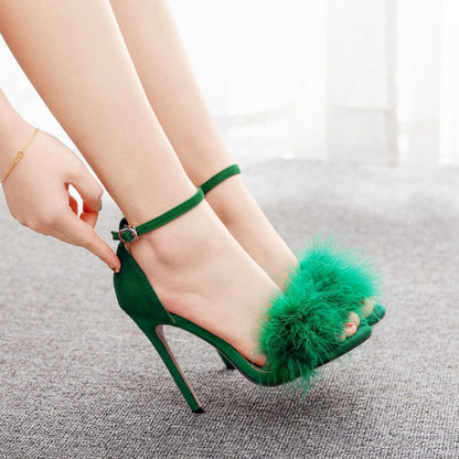 Buckle Peep Toe Heels