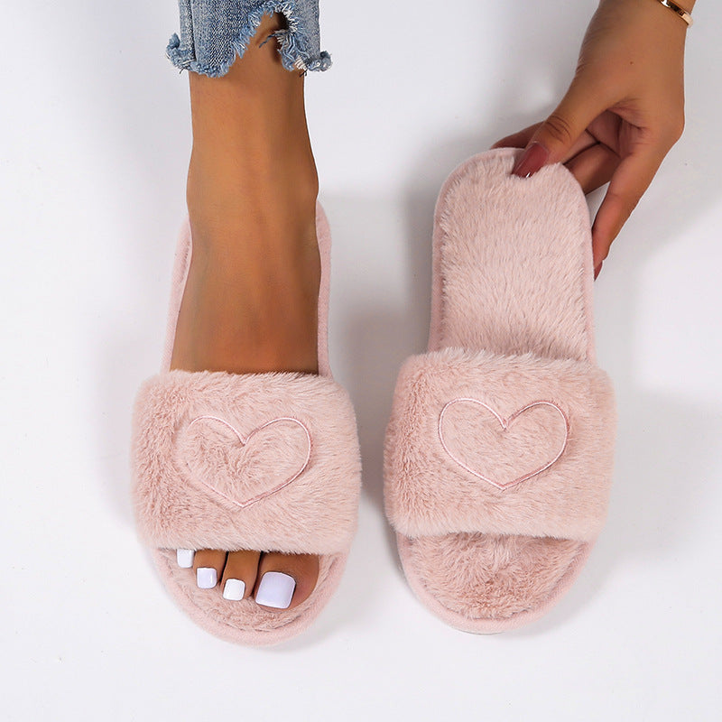 Flat Plush Home Warm Slippers