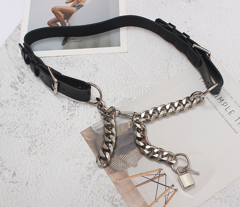 Metal Leather Chain Belt