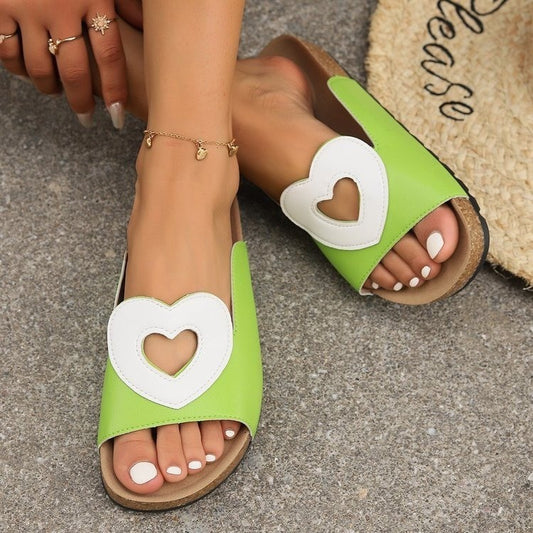 Hollow Love Heart-shape Design Flat Slippers