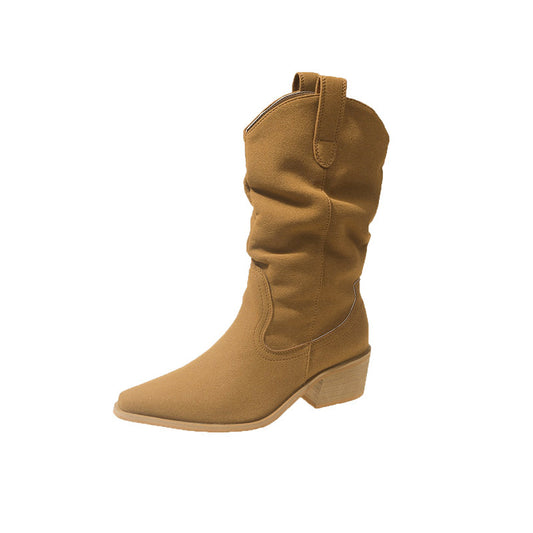 Pointed Chunky Heel Western Cowboy Boots