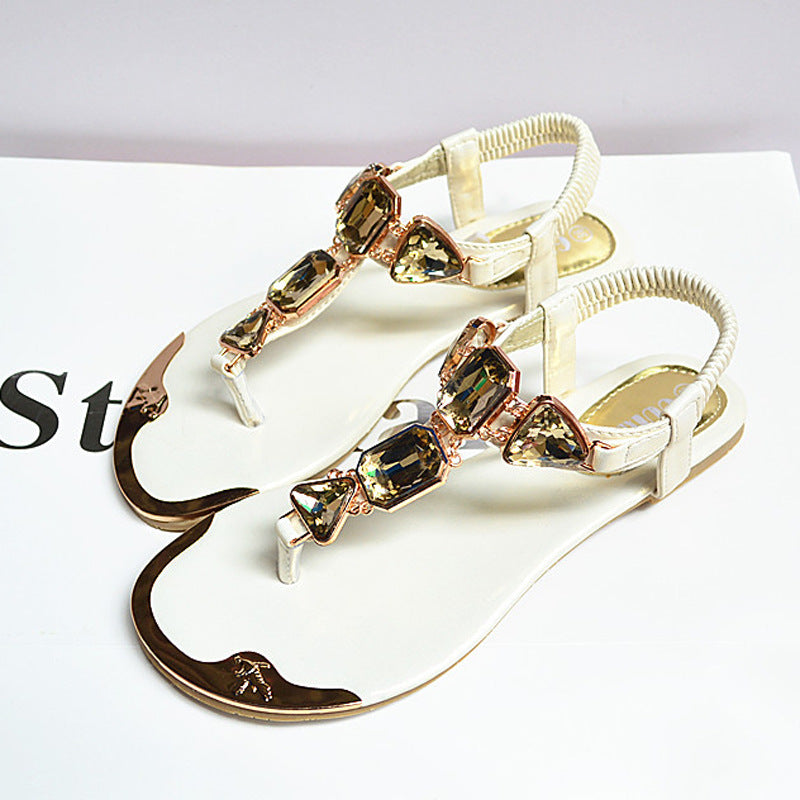 Elastic Band Crystal Flat Sandals 