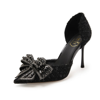 Bow Top Black High Heels