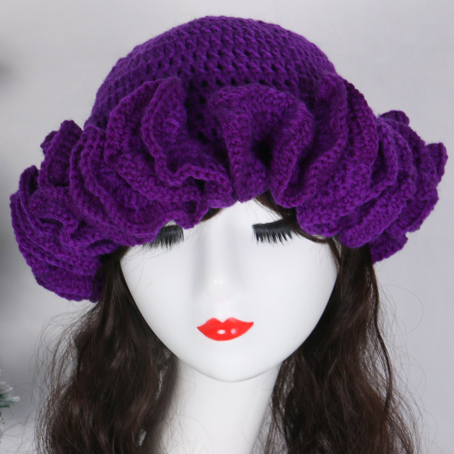 Knitted Lace Bamboo Ruffled Hats