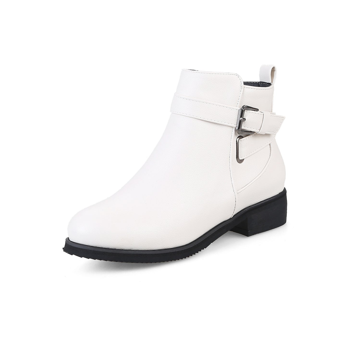 Martin Round Toe Short Low Heel Boots