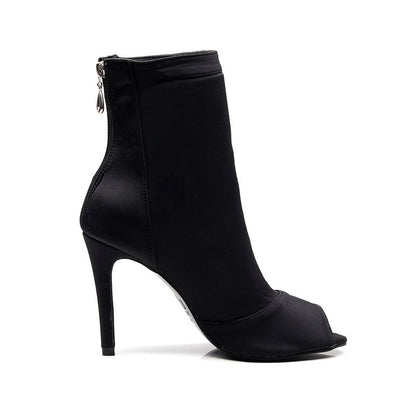 Black Elastic Latin Dance Heels