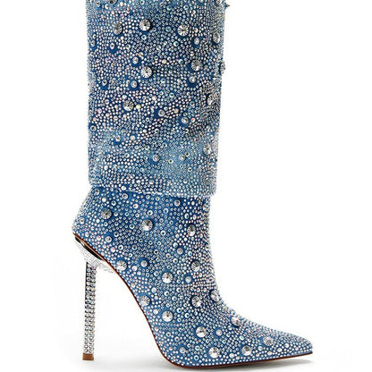 Jewel Pointy Heel Boots