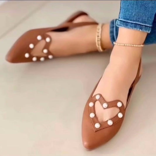 Pointed Love With Pearls Flats 