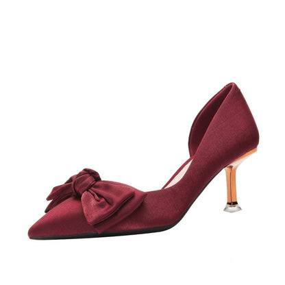 Gold Bow Toe Kitten Heels