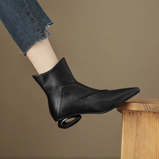 Circle Heel Side Zip Short Tube Boots