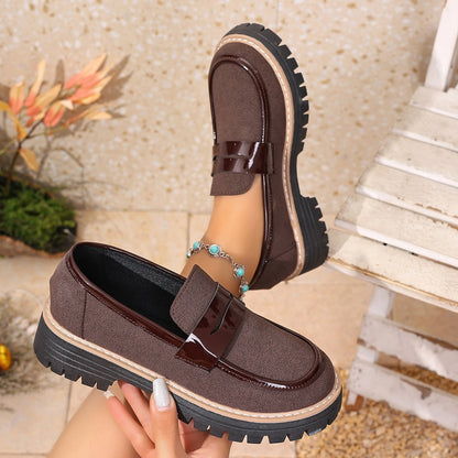 Matte Chunky Heel Platform Loafers