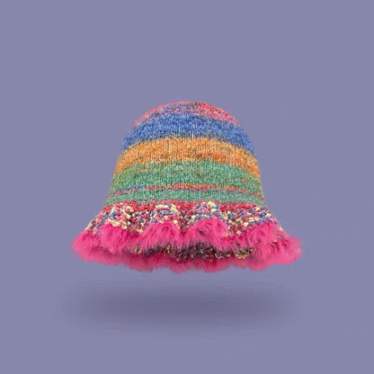 Rainbow Striped Oil Painting Knitted Wool Hats
