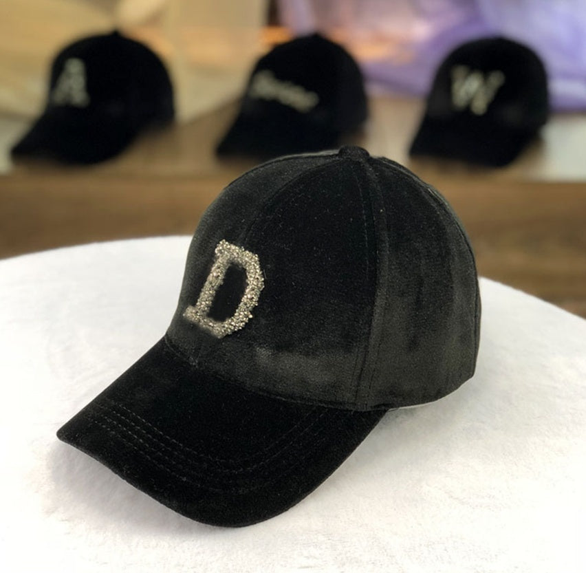 Letter Gold Velvet Baseball Cap