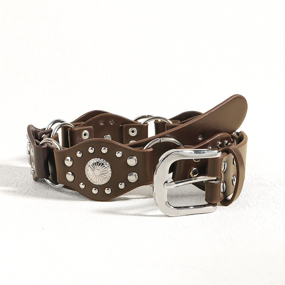 Vintage Riveted Metal Buckle Belt