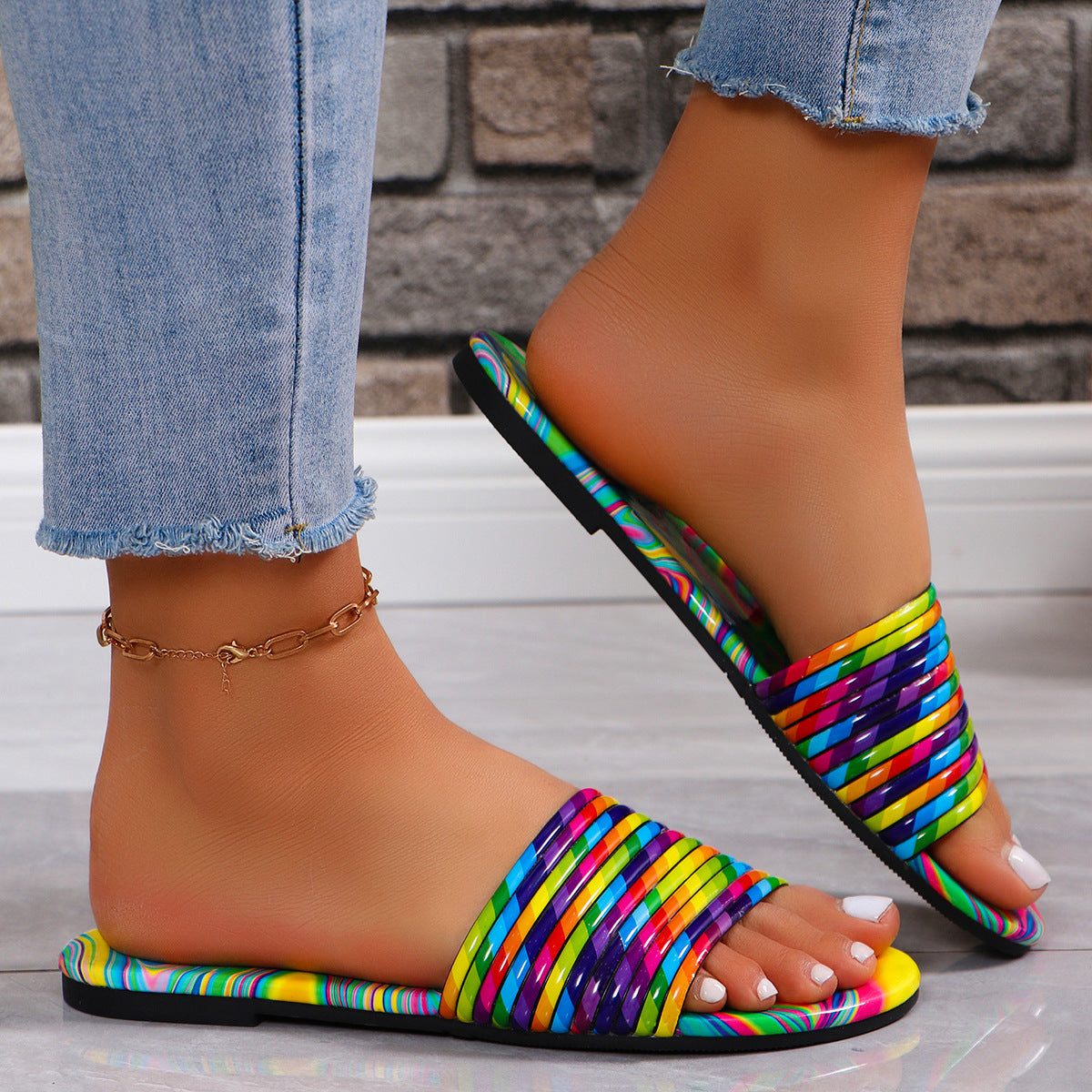 Rainbow Flat Slipper Sandals