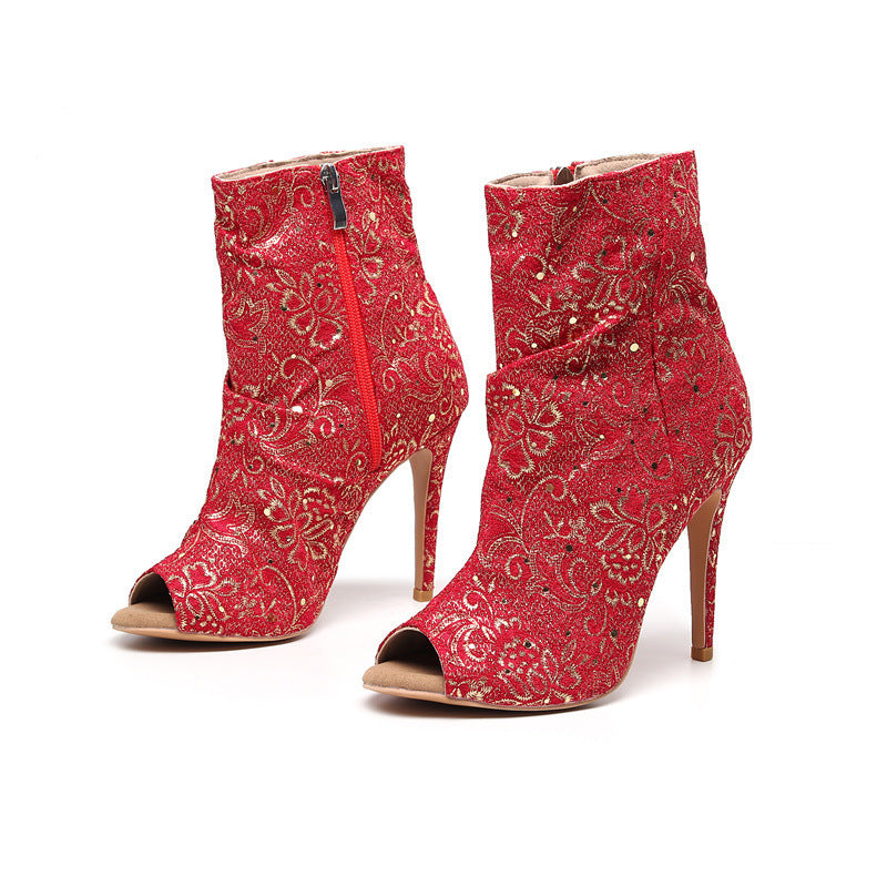 Red Hollow High Heels