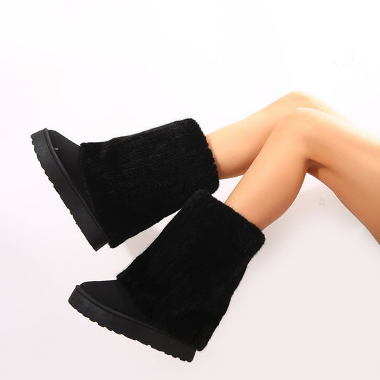Mid-Calf Fur Snow Boots
