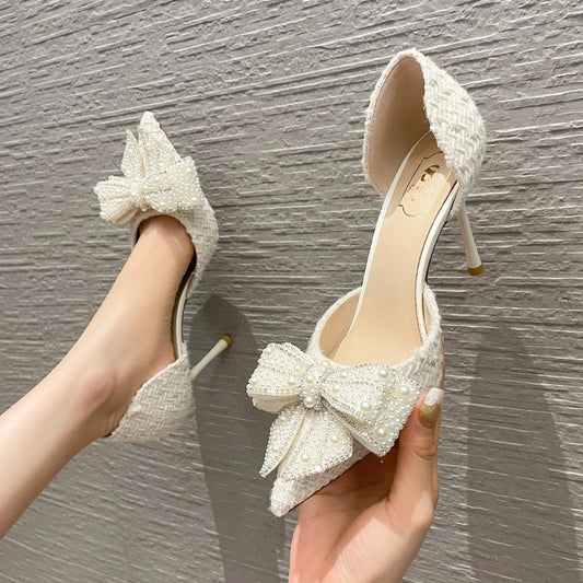 Bow Top Black High Heels