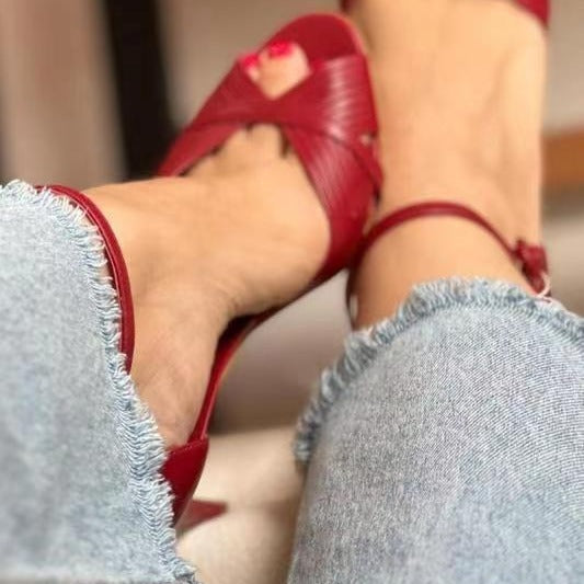 Peep Toe Ankle Strap Sandals