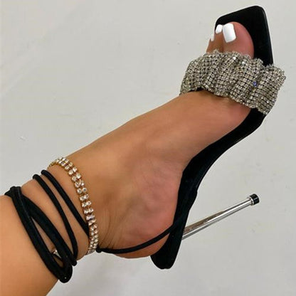 Rhinestone High Heel Sandals