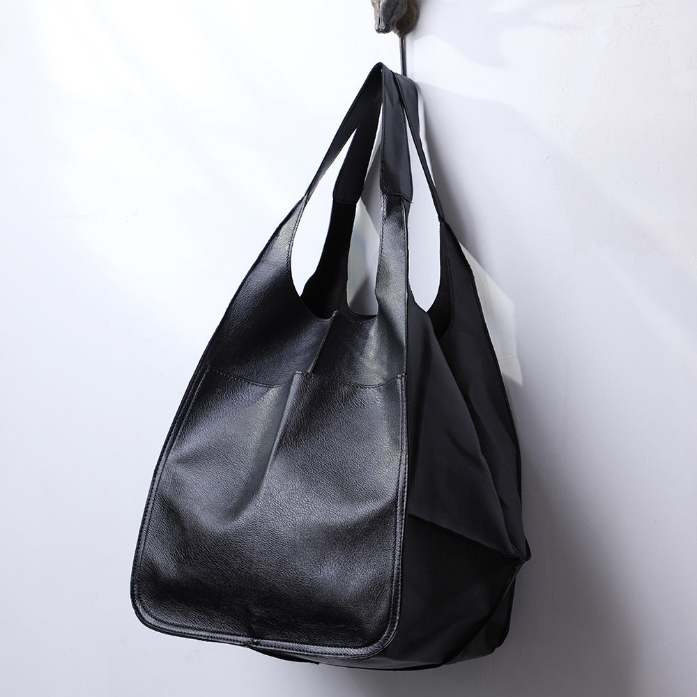 Simple Big Bag Soft Leather Shoulder Hand-held Tote