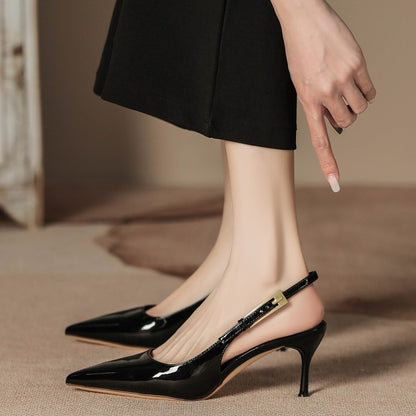 Pointed Toe Strap  Back Out Heels