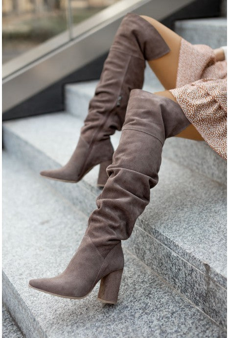 High Heel Pointed Toe Suede Over-the-knee Boots